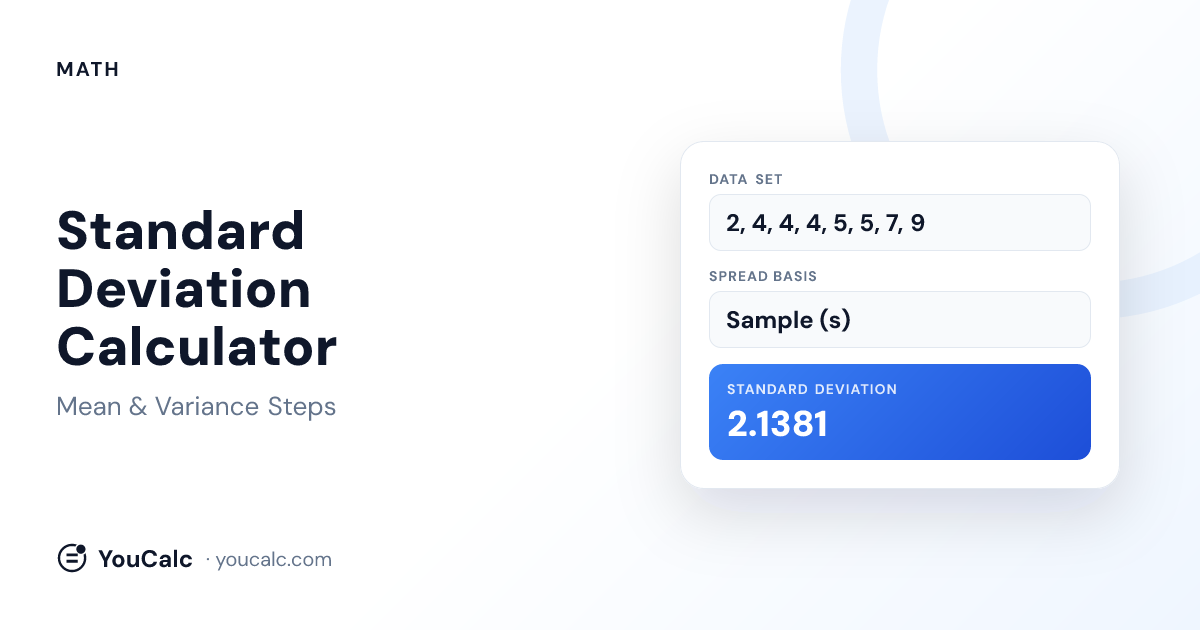 Standard Deviation Calculator — Mean & Variance Steps